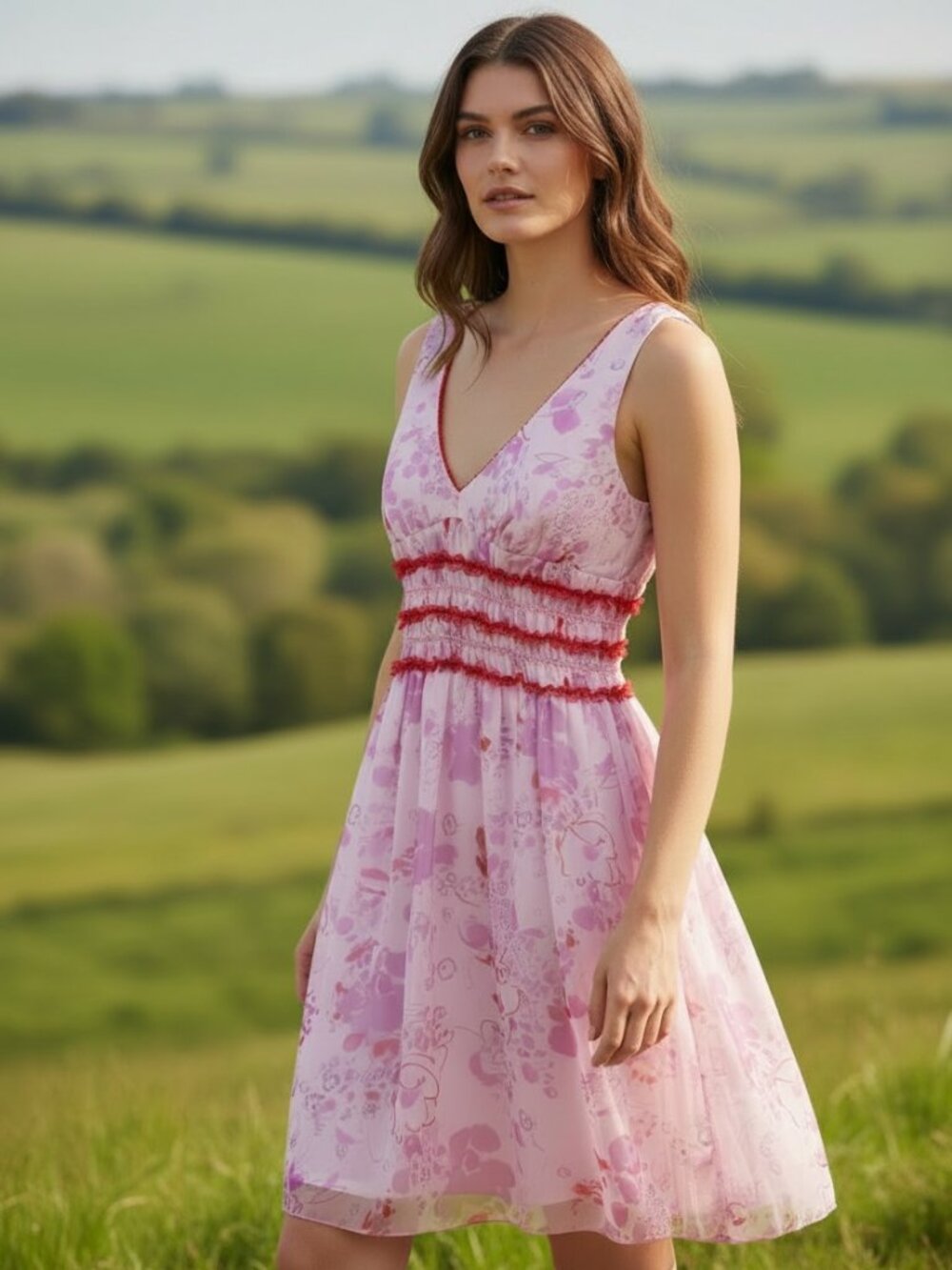 ABS Allen Schwartz Floral Sleeveless A-Line Chiffon Dress Size 8